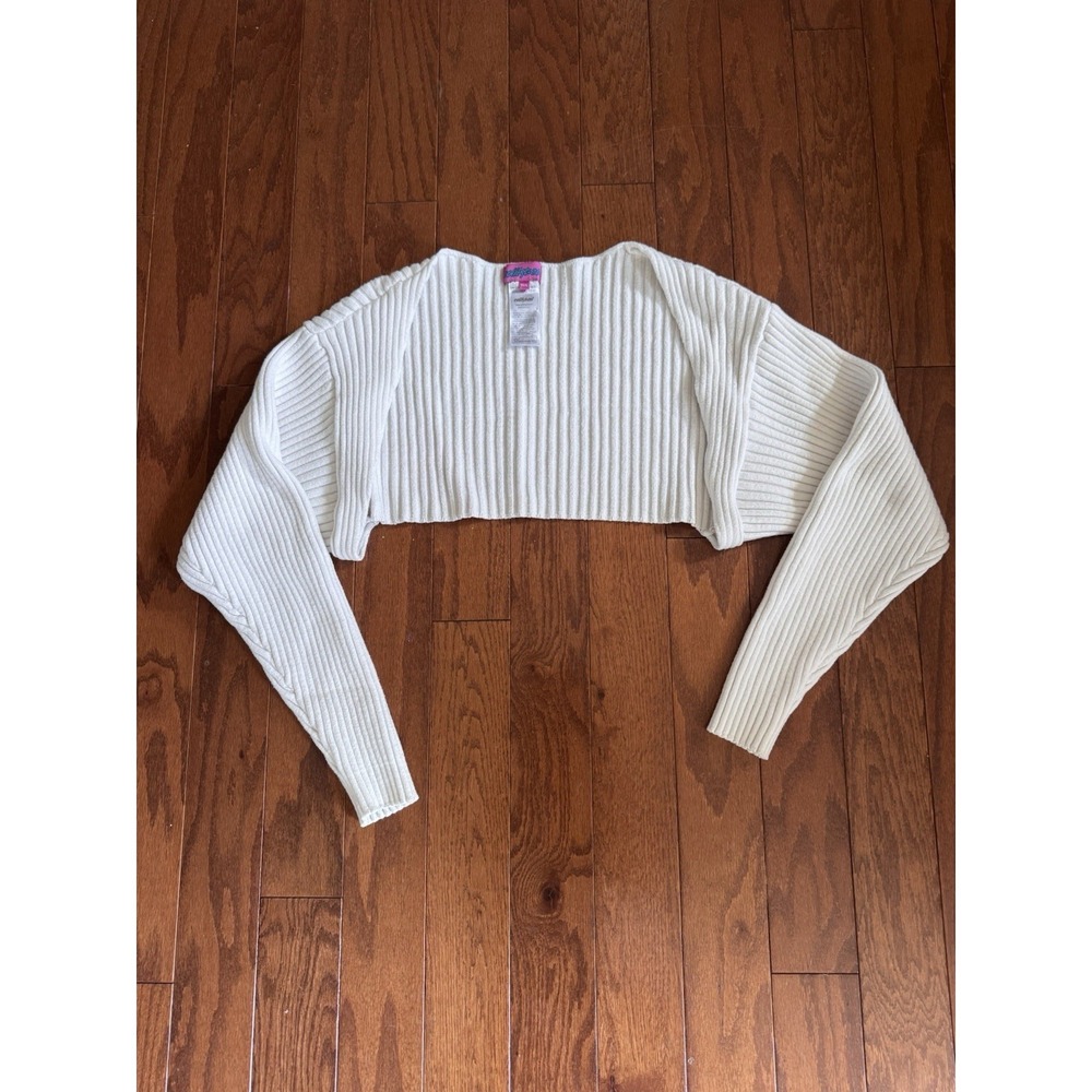 Edikted Cream Ribbed Open-Front Cardigan - Picture 2 of 8